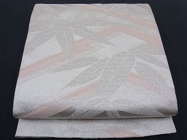 平和屋着物■全通柄袋帯　笹の葉文　銀糸　逸品　n-th1208