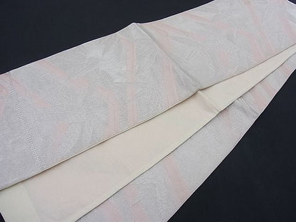 平和屋着物■全通柄袋帯　笹の葉文　銀糸　逸品　n-th1208