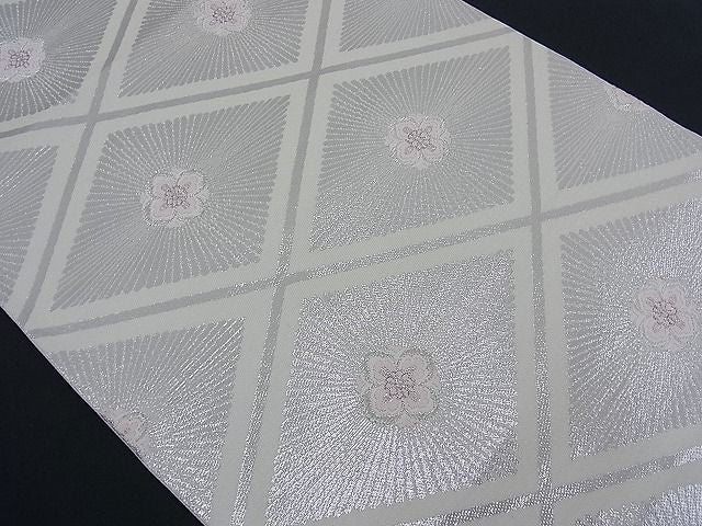 平和屋着物■六通柄袋帯 唐織 菱吉祥花文 銀糸 逸品 n-th1211