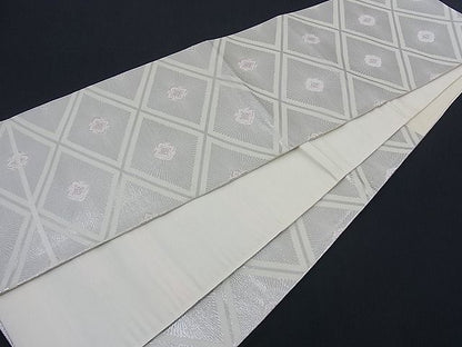 平和屋着物■六通柄袋帯 唐織 菱吉祥花文 銀糸 逸品 n-th1211
