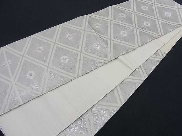 平和屋着物■六通柄袋帯 唐織 菱吉祥花文 銀糸 逸品 n-th1211