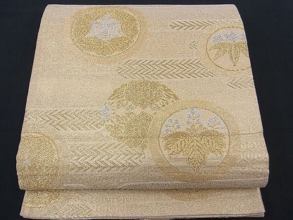 平和屋着物■六通柄袋帯 エ霞吉祥花丸文 金銀糸 逸品 n-th1223