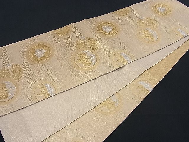 平和屋着物■六通柄袋帯 エ霞吉祥花丸文 金銀糸 逸品 n-th1223