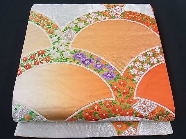 平和屋着物■六通柄袋帯 唐織 花青海波 銀糸 逸品 n-th1239