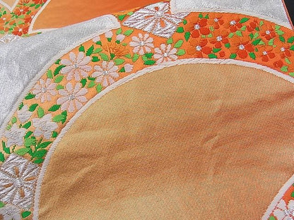 平和屋着物■六通柄袋帯 唐織 花青海波 銀糸 逸品 n-th1239