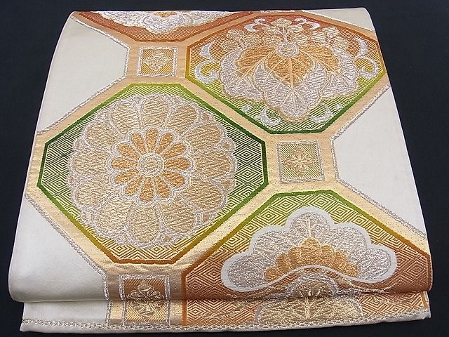 平和屋着物■六通柄袋帯 唐織 蜀江花菱文 金銀糸 逸品 n-th1284