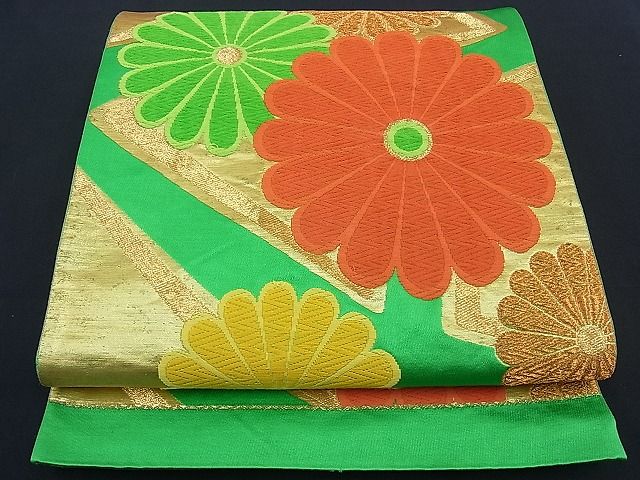 平和屋着物■六通柄袋帯 唐織 菊散らし 金銀糸 逸品 n-th1287