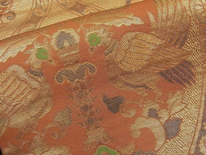 平和屋着物■六通柄袋帯 向かい鳥吉祥花文 金糸 逸品 n-th1288