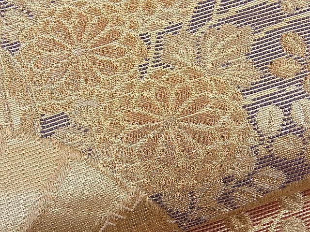 平和屋着物■六通柄袋帯 扇面巻絵文 金彩箔錦 逸品 n-th1294