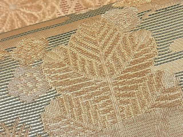 平和屋着物■六通柄袋帯 扇面巻絵文 金彩箔錦 逸品 n-th1294