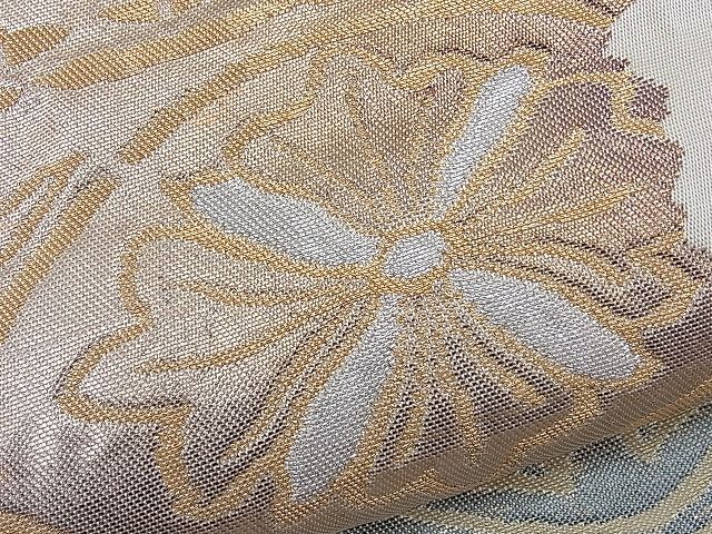 平和屋着物■六通柄袋帯 ふくれ織 向かい孔雀吉祥花文 金銀糸 逸品 n-th1297