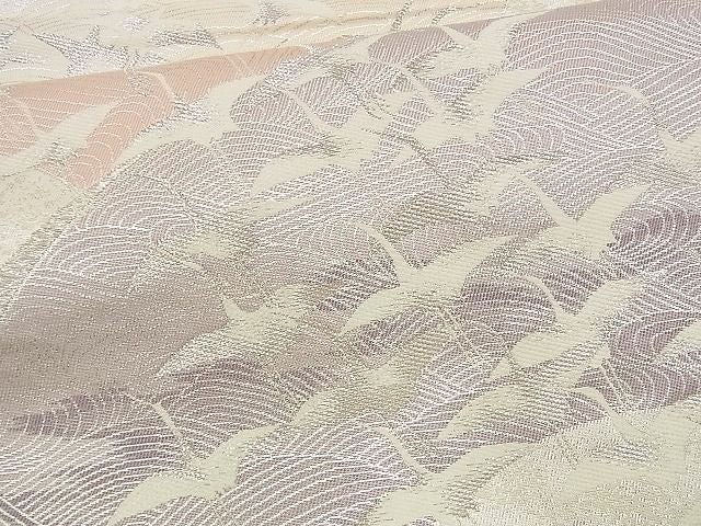 平和屋着物■六通柄袋帯 地紙重ね飛鶴文 銀糸 逸品 n-up0160