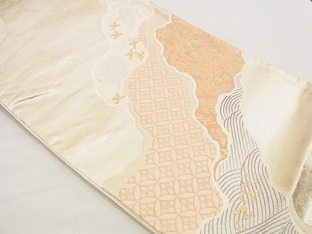 平和屋着物■六通柄袋帯 唐織 エ霞吉祥花鳥文 金銀糸 逸品 n-up0228