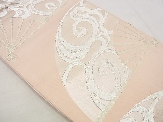 平和屋着物■六通柄袋帯 光琳水扇文 銀糸 逸品 n-up0233