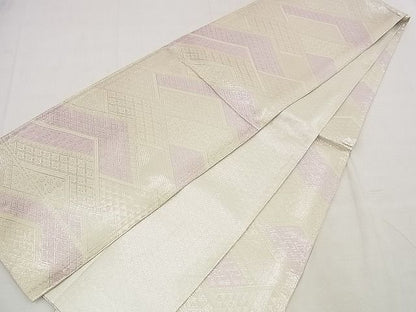 平和屋着物■佐賀錦 全通柄袋帯 吉祥菱文 銀糸 逸品 n-up0234