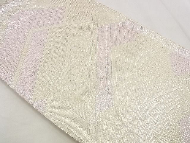 平和屋着物■佐賀錦 全通柄袋帯 吉祥菱文 銀糸 逸品 n-up0234