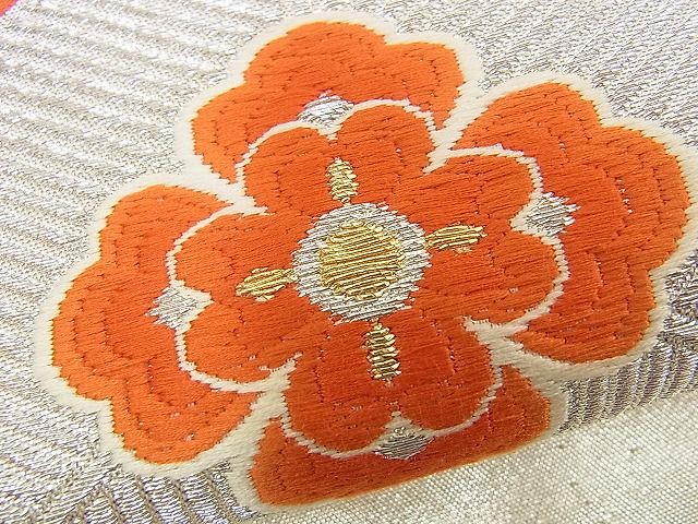 平和屋着物■六通柄袋帯 唐織 花菱亀甲文 金銀糸 逸品 n-up0276