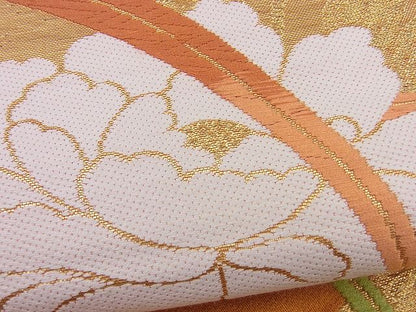 平和屋着物■六通柄袋帯 唐織 芝草牡丹文 金糸 逸品 n-vz0893