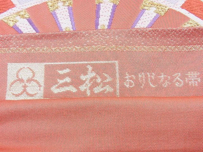 平和屋着物■六通柄袋帯 唐織 片輪車花文 金糸 逸品 n-vz1233