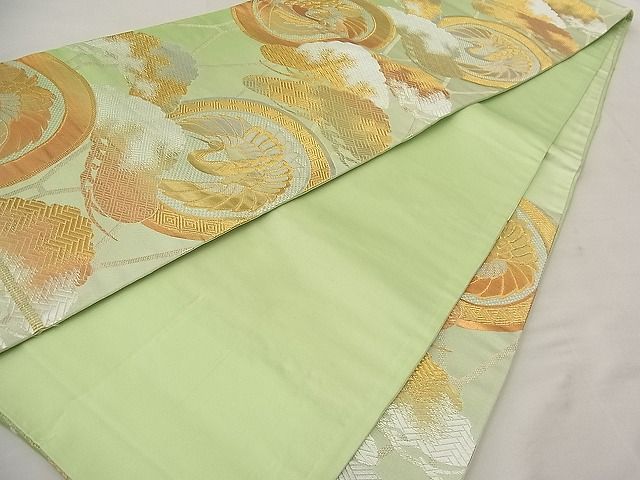 平和屋着物■六通柄袋帯 唐織 鳳凰鶴松丸文 金銀糸 逸品 n-wb2058