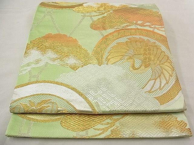 平和屋着物■六通柄袋帯 唐織 鳳凰鶴松丸文 金銀糸 逸品 n-wb2058