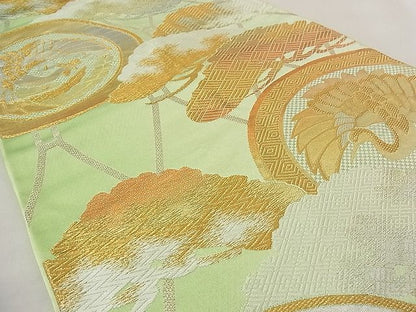 平和屋着物■六通柄袋帯 唐織 鳳凰鶴松丸文 金銀糸 逸品 n-wb2058