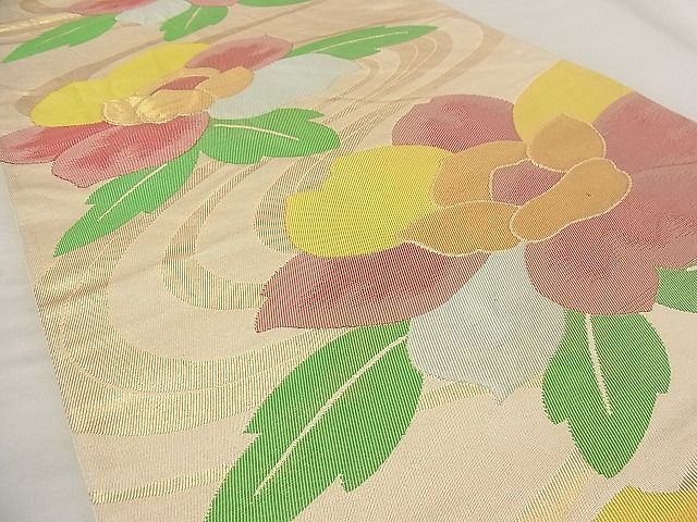 平和屋着物■六通柄袋帯 流水牡丹文 金糸 逸品 n-wb2059