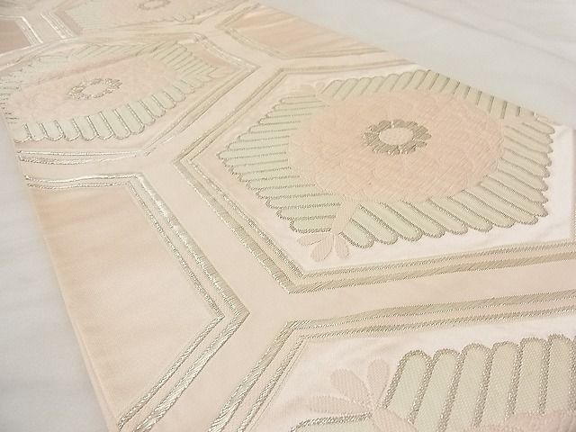平和屋着物■六通柄袋帯 唐織 亀甲若松葉花文 銀糸 逸品 n-wb2063