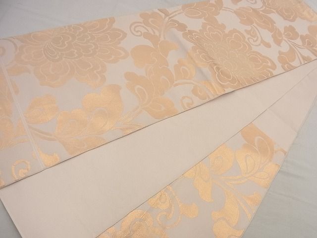 平和屋着物■六通柄 本袋帯 手織り 花唐草文 金糸 逸品 n-wu0053