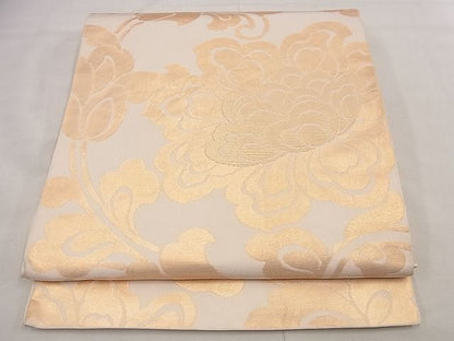 平和屋着物■六通柄 本袋帯 手織り 花唐草文 金糸 逸品 n-wu0053