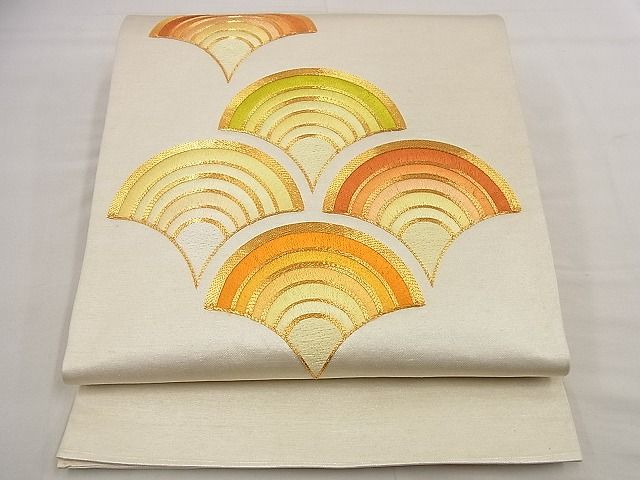 平和屋着物■袋帯 総刺繍 駒刺繍 青海波 金糸 逸品 n-wu0057