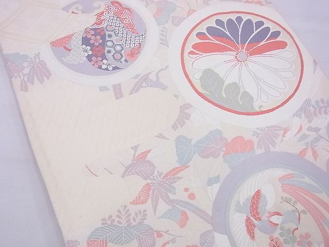 平和屋着物■六通柄袋帯 唐織 鳳凰吉祥花丸文 逸品 n-xi0088