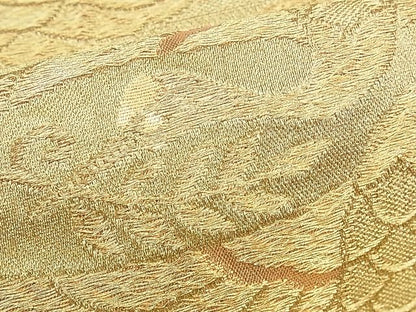 平和屋着物■六通柄袋帯 エ霞菊花双鶴文 金糸 逸品 n-yc3665