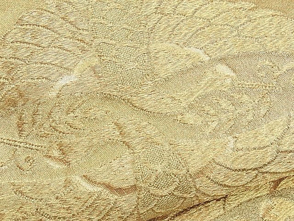 平和屋着物■六通柄袋帯 エ霞菊花双鶴文 金糸 逸品 n-yc3665