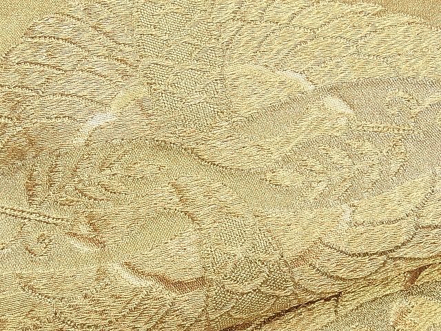 平和屋着物■六通柄袋帯 エ霞菊花双鶴文 金糸 逸品 n-yc3665