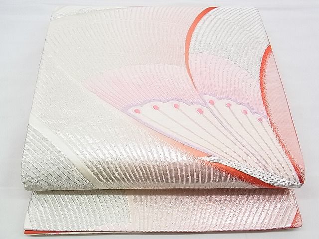 平和屋着物■六通柄袋帯 唐織 舞蝶羽文 銀糸 逸品 n-yc4021