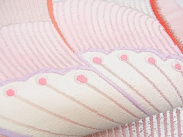 平和屋着物□六通柄袋帯 唐織 舞蝶羽文 銀糸 逸品 n-