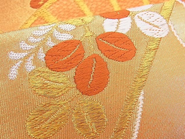 平和屋着物■六通柄袋帯 唐織 立涌扇面牡丹花文 金糸 逸品 n-yc4038