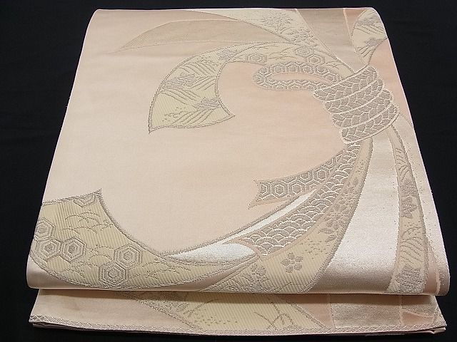 平和屋着物■両面 六通柄袋帯 束ね熨斗文 銀糸 逸品 n-ne0199