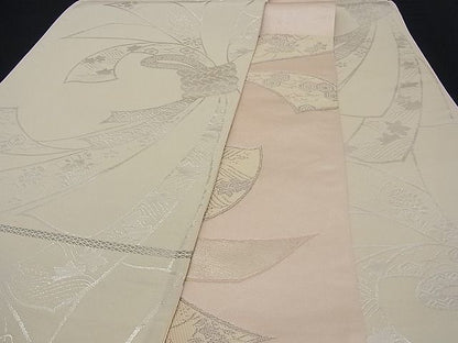 平和屋着物■両面 六通柄袋帯 束ね熨斗文 銀糸 逸品 n-ne0199