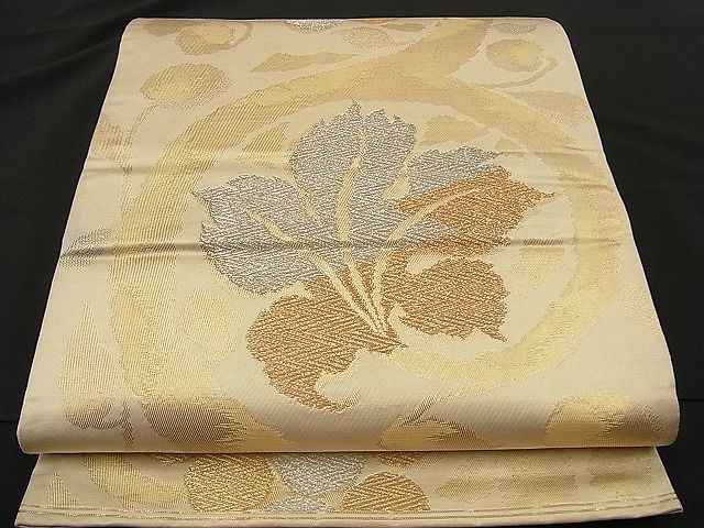 平和屋着物■六通柄袋帯 葡萄蔦の葉文 金銀糸 逸品 n-ne0681