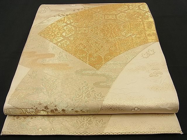 平和屋着物■六通柄袋帯 地紙吉祥花文 金糸 逸品 n-ne0687