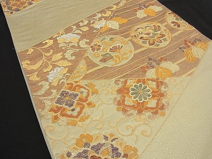 平和屋着物■六通柄袋帯 切嵌花唐草文 金糸 逸品 n-ne0835
