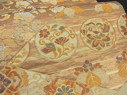 平和屋着物■六通柄袋帯 切嵌花唐草文 金糸 逸品 n-ne0835