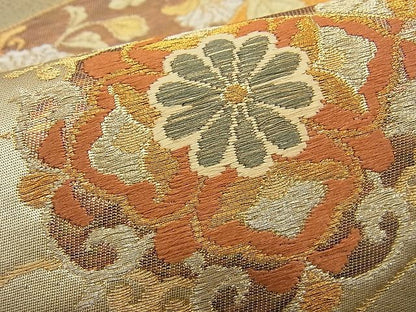 平和屋着物■六通柄袋帯 切嵌花唐草文 金糸 逸品 n-ne0835