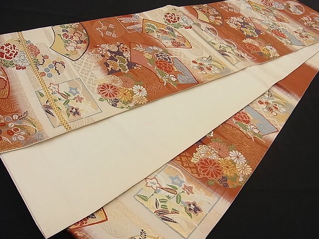 平和屋着物■六通柄袋帯 唐織 地紙吉祥花丸文 金糸 逸品 n-ne0836