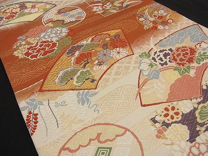 平和屋着物■六通柄袋帯 唐織 地紙吉祥花丸文 金糸 逸品 n-ne0836
