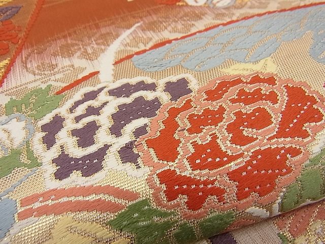平和屋着物■六通柄袋帯 唐織 地紙吉祥花丸文 金糸 逸品 n-ne0836