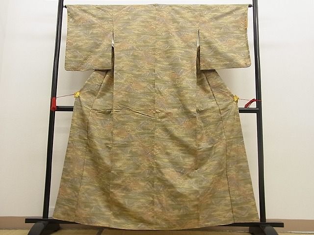 平和屋着物■上質なお召 遠山風景文 逸品 n-ne0878