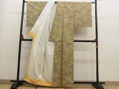 平和屋着物■上質なお召 遠山風景文 逸品 n-ne0878